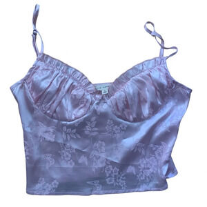 PACSUN LA Hearts Pink Cami Tank Crop Top Womens Size Small New With Tag Floral